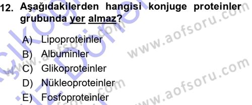 Hücre Kimyası Dersi 2015 - 2016 Yılı (Vize) Ara Sınav Soruları 12. Soru