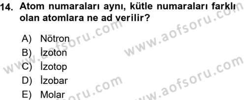 Hücre Kimyası Dersi 2015 - 2016 Yılı (Vize) Ara Sınav Soruları 14. Soru