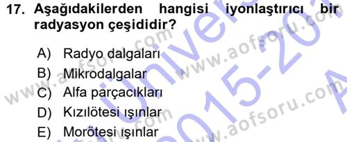 Hücre Kimyası Dersi 2015 - 2016 Yılı (Vize) Ara Sınav Soruları 17. Soru