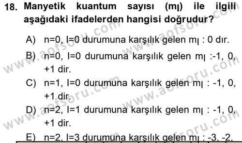 Hücre Kimyası Dersi 2015 - 2016 Yılı (Vize) Ara Sınav Soruları 18. Soru