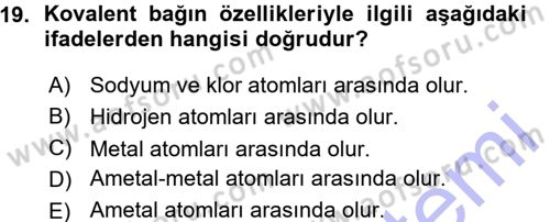Hücre Kimyası Dersi 2015 - 2016 Yılı (Vize) Ara Sınav Soruları 19. Soru