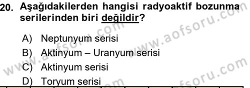 Hücre Kimyası Dersi 2015 - 2016 Yılı (Vize) Ara Sınav Soruları 20. Soru