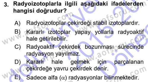 Hücre Kimyası Dersi 2015 - 2016 Yılı (Final) Dönem Sonu Sınav Soruları 3. Soru