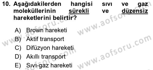 Hücre Kimyası Dersi 2015 - 2016 Yılı Tek Ders Sınav Soruları 10. Soru