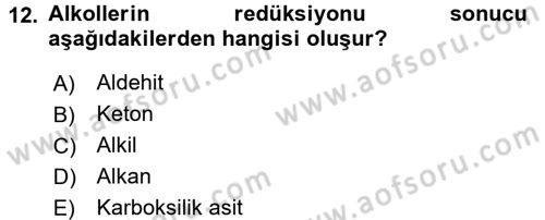 Hücre Kimyası Dersi 2015 - 2016 Yılı Tek Ders Sınav Soruları 12. Soru