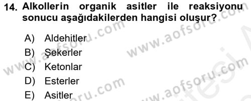 Hücre Kimyası Dersi 2015 - 2016 Yılı Tek Ders Sınav Soruları 14. Soru