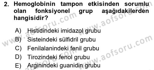 Hücre Kimyası Dersi 2015 - 2016 Yılı Tek Ders Sınav Soruları 2. Soru