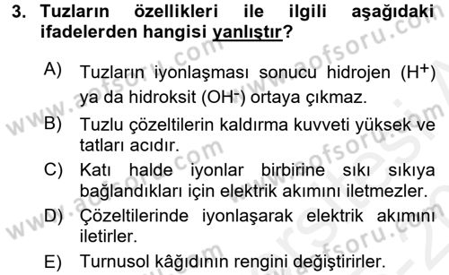 Hücre Kimyası Dersi 2015 - 2016 Yılı Tek Ders Sınav Soruları 3. Soru