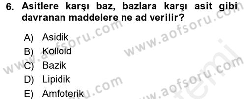 Hücre Kimyası Dersi 2015 - 2016 Yılı Tek Ders Sınav Soruları 6. Soru