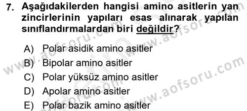 Hücre Kimyası Dersi 2015 - 2016 Yılı Tek Ders Sınav Soruları 7. Soru