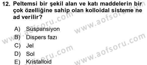 Hücre Kimyası Dersi 2016 - 2017 Yılı 3 Ders Sınav Soruları 12. Soru