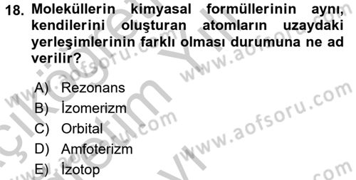 Hücre Kimyası Dersi 2016 - 2017 Yılı 3 Ders Sınav Soruları 18. Soru