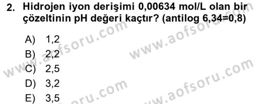 Hücre Kimyası Dersi 2016 - 2017 Yılı 3 Ders Sınavı 2. Soru