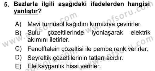 Hücre Kimyası Dersi 2016 - 2017 Yılı 3 Ders Sınav Soruları 5. Soru