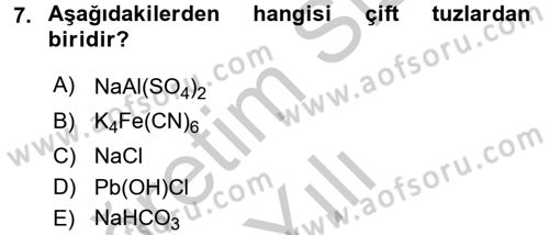 Hücre Kimyası Dersi 2016 - 2017 Yılı 3 Ders Sınav Soruları 7. Soru