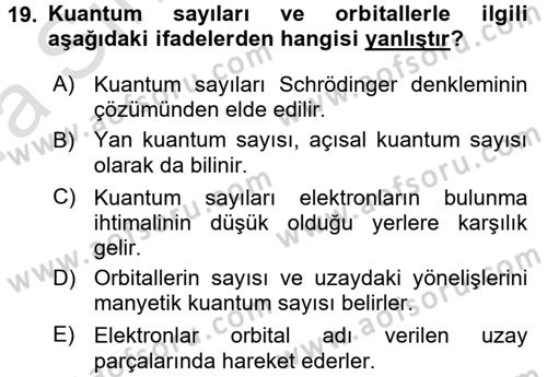 Hücre Kimyası Dersi 2016 - 2017 Yılı (Vize) Ara Sınav Soruları 19. Soru