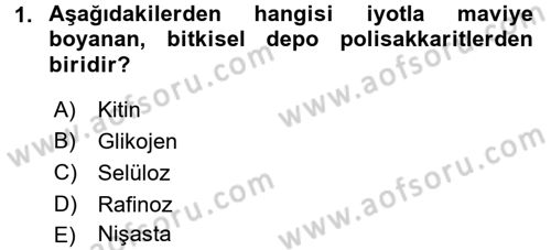 Hücre Kimyası Dersi 2016 - 2017 Yılı (Final) Dönem Sonu Sınav Soruları 1. Soru