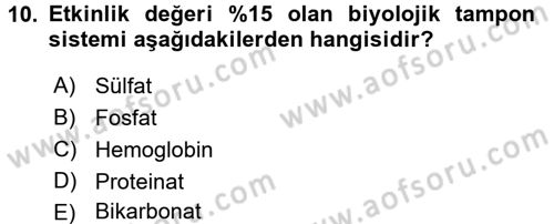 Hücre Kimyası Dersi 2016 - 2017 Yılı (Final) Dönem Sonu Sınav Soruları 10. Soru