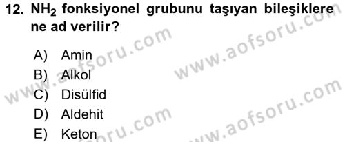 Hücre Kimyası Dersi 2016 - 2017 Yılı (Final) Dönem Sonu Sınav Soruları 12. Soru