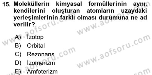 Hücre Kimyası Dersi 2016 - 2017 Yılı (Final) Dönem Sonu Sınav Soruları 15. Soru