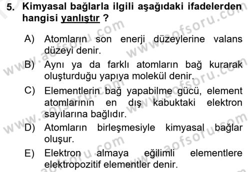 Hücre Kimyası Dersi 2016 - 2017 Yılı (Final) Dönem Sonu Sınav Soruları 5. Soru