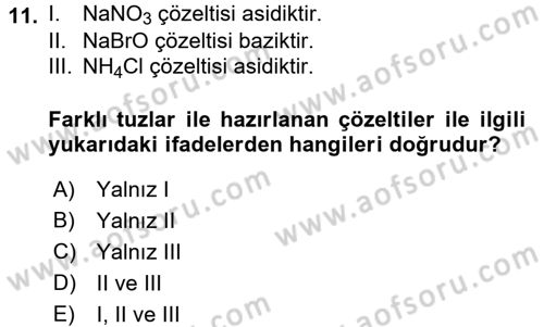 Hücre Kimyası Dersi 2017 - 2018 Yılı 3 Ders Sınav Soruları 11. Soru