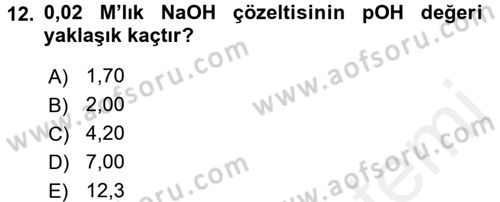 Hücre Kimyası Dersi 2017 - 2018 Yılı 3 Ders Sınav Soruları 12. Soru