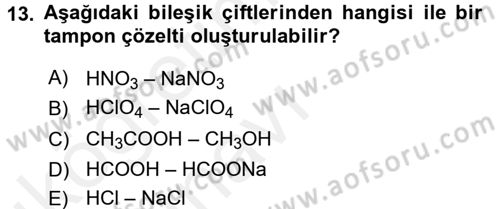 Hücre Kimyası Dersi 2017 - 2018 Yılı 3 Ders Sınav Soruları 13. Soru