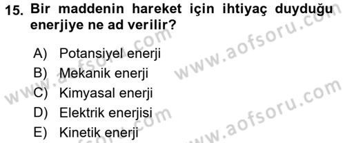 Hücre Kimyası Dersi 2017 - 2018 Yılı 3 Ders Sınav Soruları 15. Soru