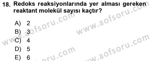Hücre Kimyası Dersi 2017 - 2018 Yılı 3 Ders Sınav Soruları 18. Soru