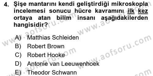 Hücre Kimyası Dersi 2017 - 2018 Yılı 3 Ders Sınav Soruları 4. Soru