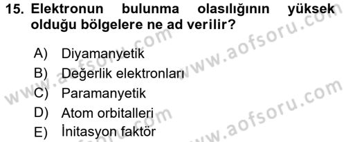 Hücre Kimyası Dersi 2017 - 2018 Yılı (Vize) Ara Sınav Soruları 15. Soru