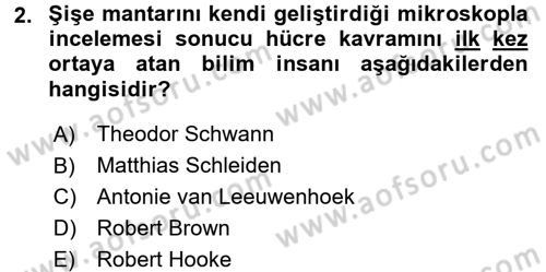 Hücre Kimyası Dersi 2017 - 2018 Yılı (Vize) Ara Sınav Soruları 2. Soru