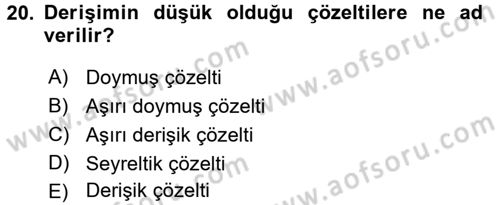Hücre Kimyası Dersi 2017 - 2018 Yılı (Vize) Ara Sınav Soruları 20. Soru
