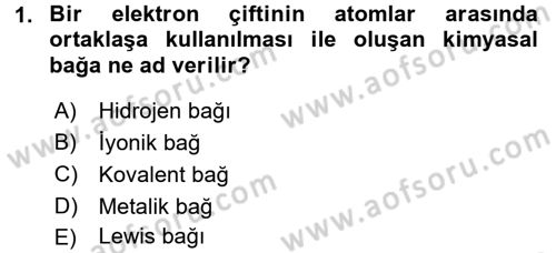 Hücre Kimyası Dersi 2017 - 2018 Yılı (Final) Dönem Sonu Sınav Soruları 1. Soru