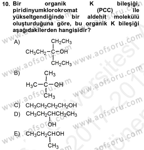 Hücre Kimyası Dersi 2017 - 2018 Yılı (Final) Dönem Sonu Sınav Soruları 10. Soru