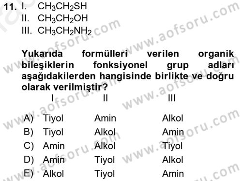 Hücre Kimyası Dersi 2017 - 2018 Yılı (Final) Dönem Sonu Sınav Soruları 11. Soru