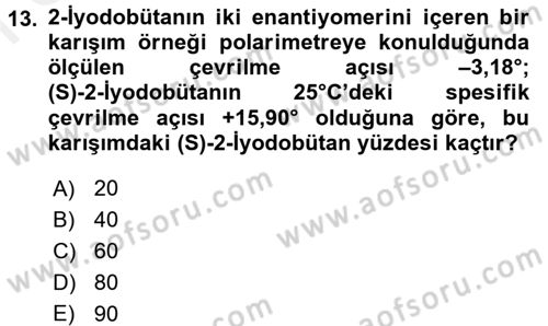 Hücre Kimyası Dersi 2017 - 2018 Yılı (Final) Dönem Sonu Sınav Soruları 13. Soru