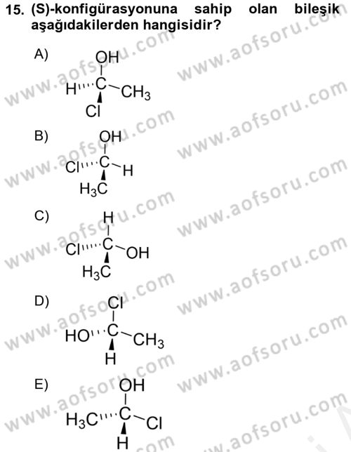Hücre Kimyası Dersi 2017 - 2018 Yılı (Final) Dönem Sonu Sınav Soruları 15. Soru