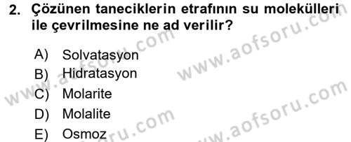 Hücre Kimyası Dersi 2017 - 2018 Yılı (Final) Dönem Sonu Sınav Soruları 2. Soru