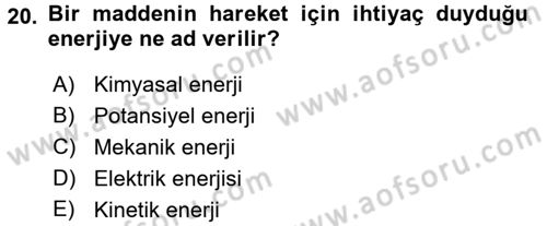 Hücre Kimyası Dersi 2017 - 2018 Yılı (Final) Dönem Sonu Sınav Soruları 20. Soru