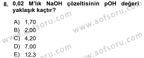 Hücre Kimyası Dersi 2017 - 2018 Yılı (Final) Dönem Sonu Sınav Soruları 8. Soru