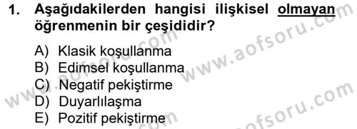 Hayvan Davranışları ve Refahı Dersi 2012 - 2013 Yılı (Vize) Ara Sınav Soruları 1. Soru