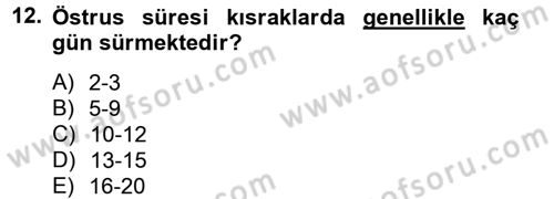 Hayvan Davranışları ve Refahı Dersi 2012 - 2013 Yılı (Vize) Ara Sınav Soruları 12. Soru