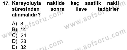 Hayvan Davranışları ve Refahı Dersi 2012 - 2013 Yılı (Final) Dönem Sonu Sınav Soruları 17. Soru