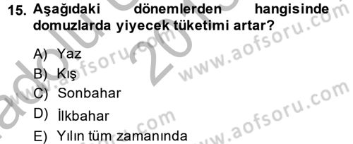 Hayvan Davranışları ve Refahı Dersi 2013 - 2014 Yılı (Vize) Ara Sınav Soruları 15. Soru