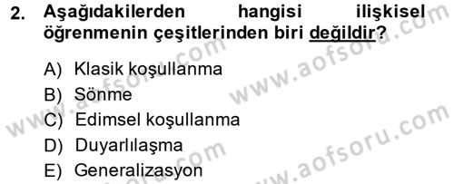 Hayvan Davranışları ve Refahı Dersi 2013 - 2014 Yılı (Vize) Ara Sınav Soruları 2. Soru