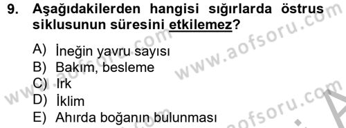 Hayvan Davranışları ve Refahı Dersi 2014 - 2015 Yılı (Vize) Ara Sınav Soruları 9. Soru