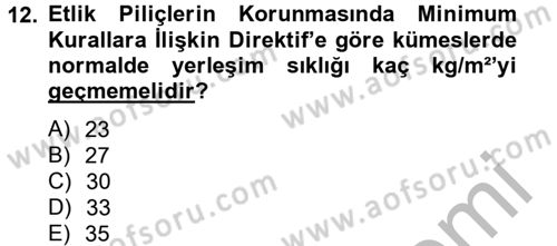 Hayvan Davranışları ve Refahı Dersi 2014 - 2015 Yılı (Final) Dönem Sonu Sınav Soruları 12. Soru