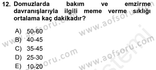 Hayvan Davranışları ve Refahı Dersi 2015 - 2016 Yılı (Vize) Ara Sınav Soruları 12. Soru